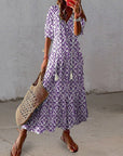 Boho Vintage V-Neck Printed Dress