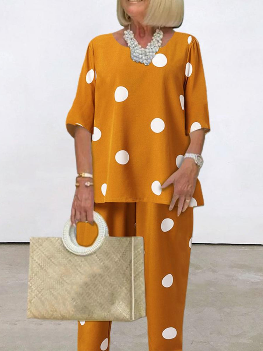 Casual Dot Print Two Piece-Set
