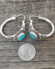 Turquoise Statement Earrings Retro Style