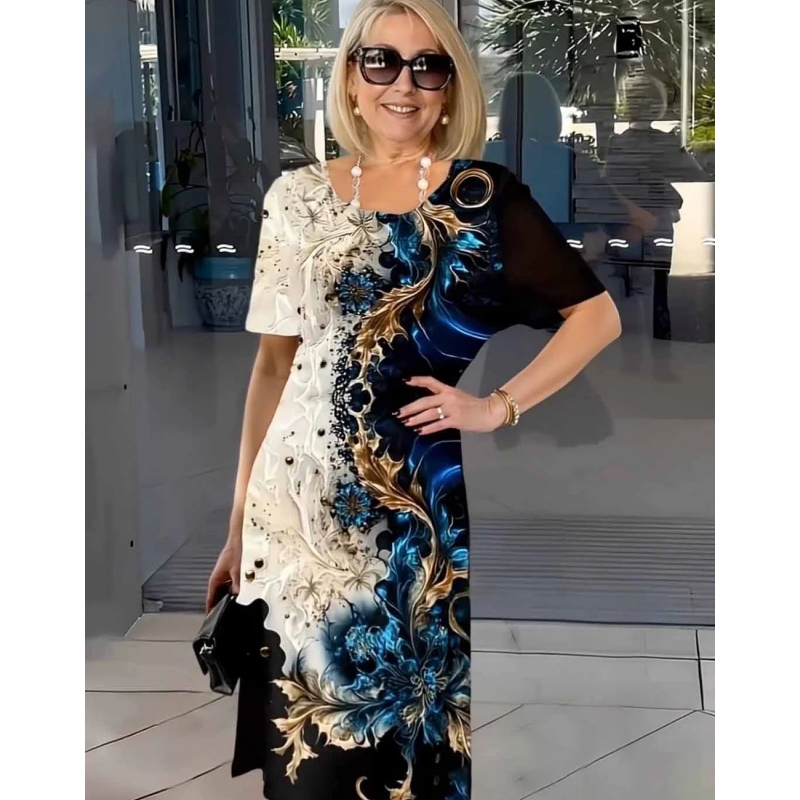 Casual Loose Dress with 3D Flowers