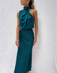 Backless Halter Neck Flowy Maxi Dress