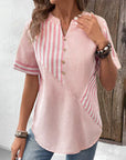 Classic Striped Button Up Blouse