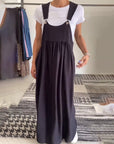 Casual Solid Color Suspender Dress