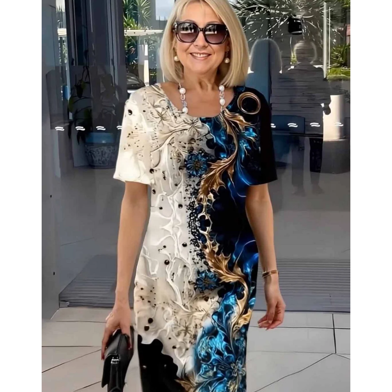 Casual Loose Dress with 3D Flowers