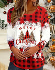 Plaid Christmas Print Top