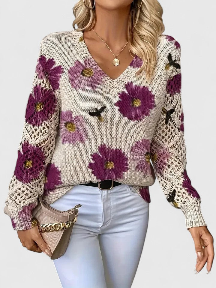 Elegant Floral Lightweight Sweater