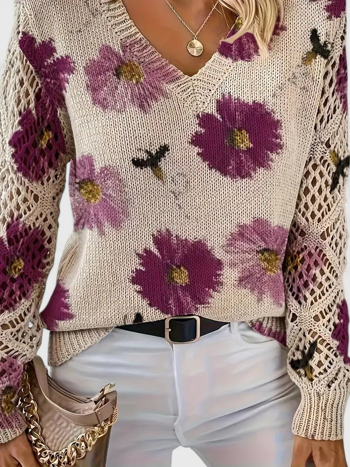 Elegant Floral Lightweight Sweater