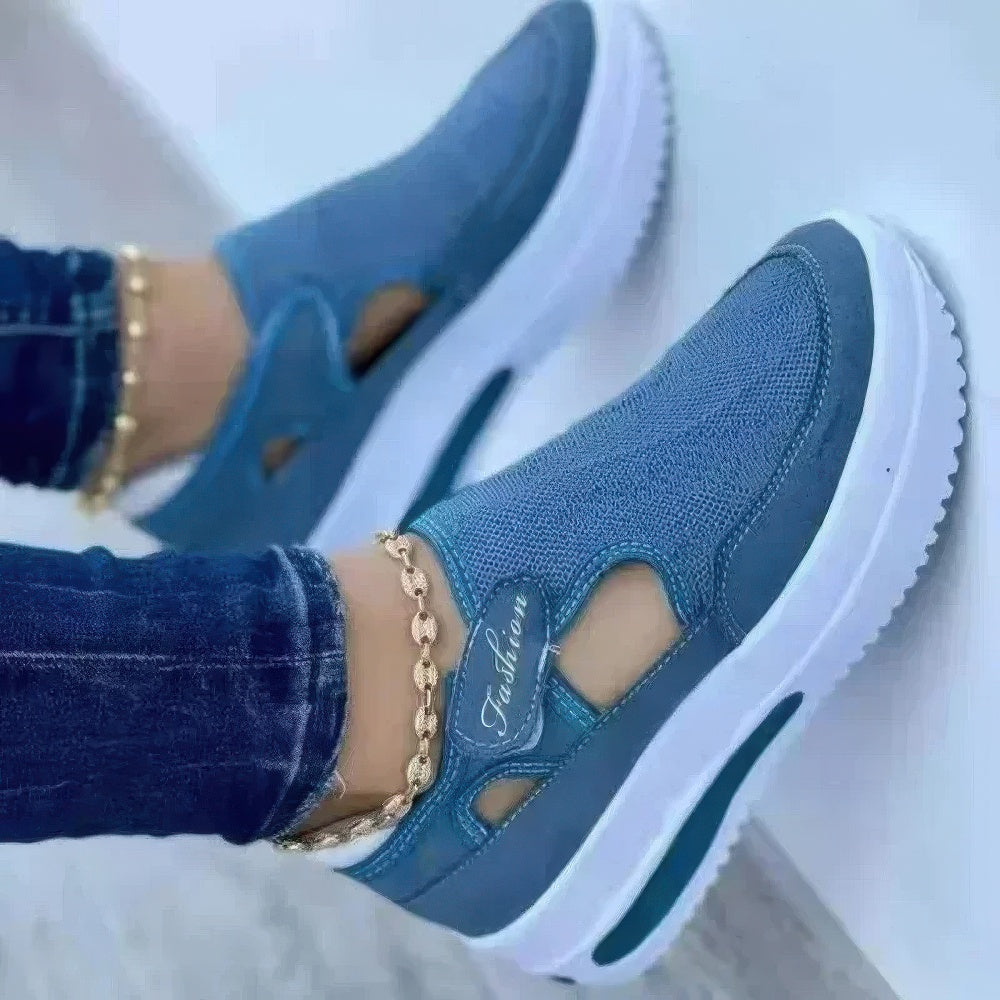 Women's Breathable Cashmere Mesh Platform Sneakers