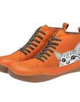 Leather Boots with Cat Design
