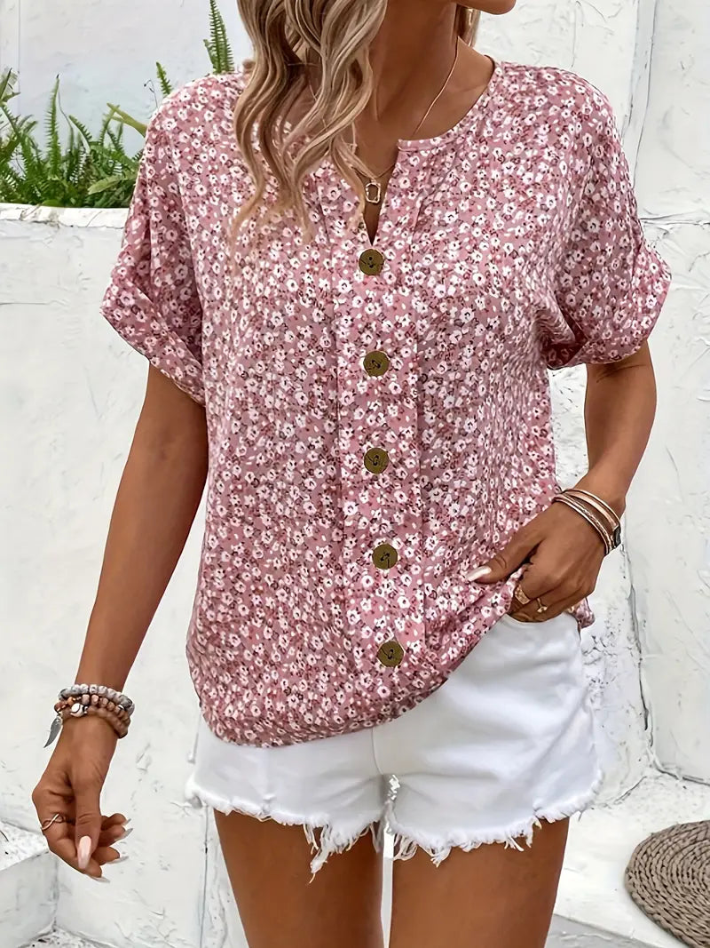 Effortless Floral Button-Up Top