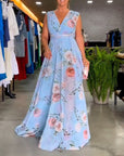 Floral print V-neck elegant sleeveless dress