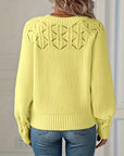 Crew Neck Long Sleeve Hollow Sweater