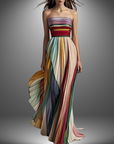 Colorful Stripes Tube Top Maxi Dress