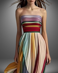 Colorful Stripes Tube Top Maxi Dress