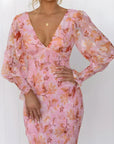 Bold Floral Pattern Midi Dress