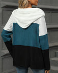 Color Block Hooded Long Sleeve T-Shirt