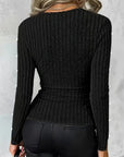 V-Neck Sexy Beaded Sleeve Knit Top