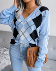 Textured V-Neck Knit Sweater