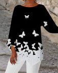 Round Neck And Long Sleeve Printed Shirt
