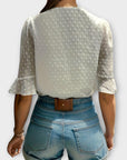 Blouse with Deep Neckline – Soft-Touch Statement Piece for Elegant Evenings or Weekend Styling