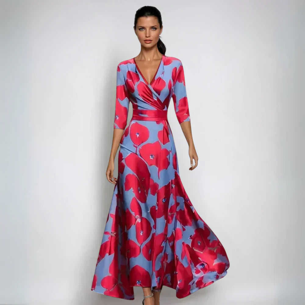 Stylish Party Dress with Bold Floral Print