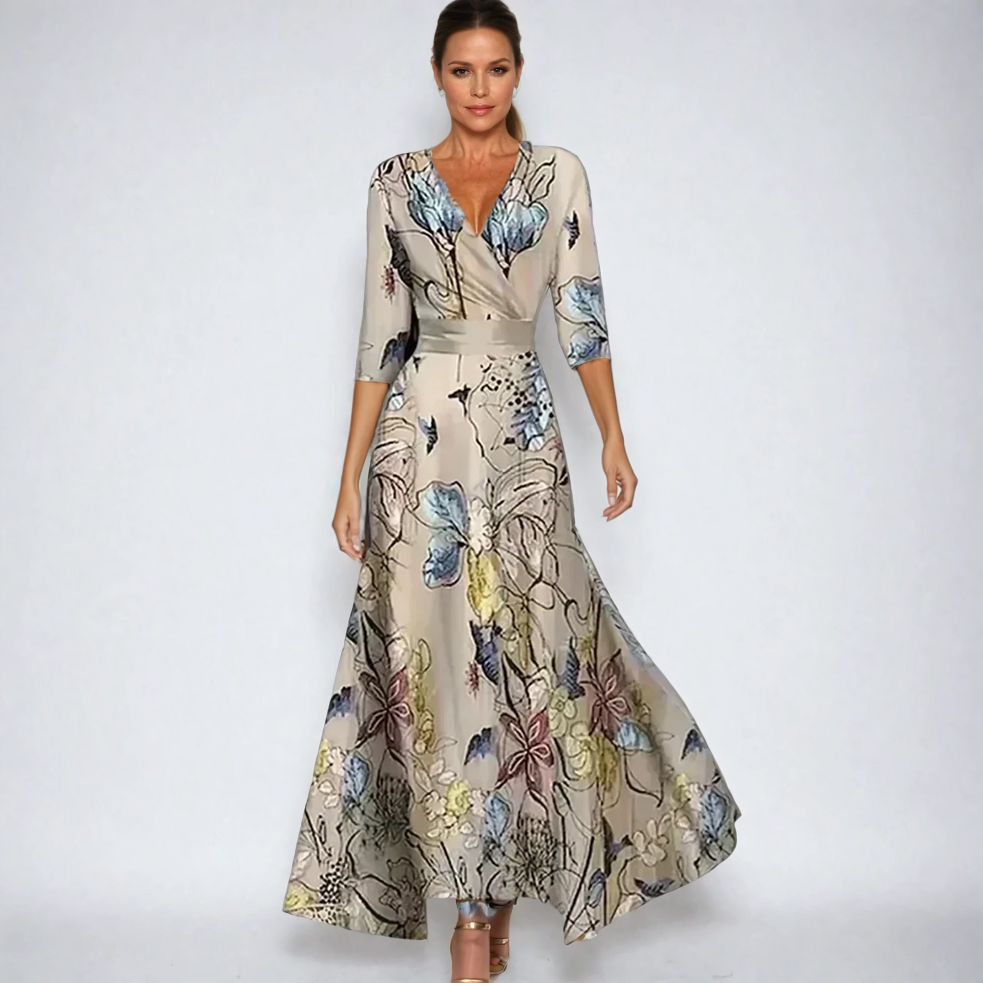 Stylish Party Dress with Bold Floral Print