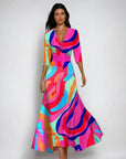 Stylish Party Dress with Bold Floral Print