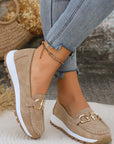 Elegant Flat Loafers with Buckle Design