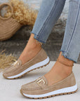 Elegant Flat Loafers with Buckle Design