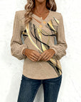 Striped Print Lantern Sleeve Top