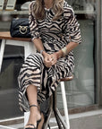 Chic O-Neck Animal Print Dress Women