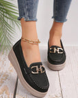 Elegant Flat Loafers with Buckle Design