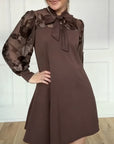 Long-Sleeved Tie-Up Bow Dress