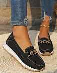 Elegant Flat Loafers with Buckle Design