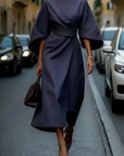 Elegant dress With Cap Sleeves and Belt