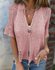 Casual Women’s Solid Knitted Top with Button