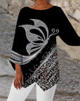 Round Neck And Long Sleeve Printed Shirt