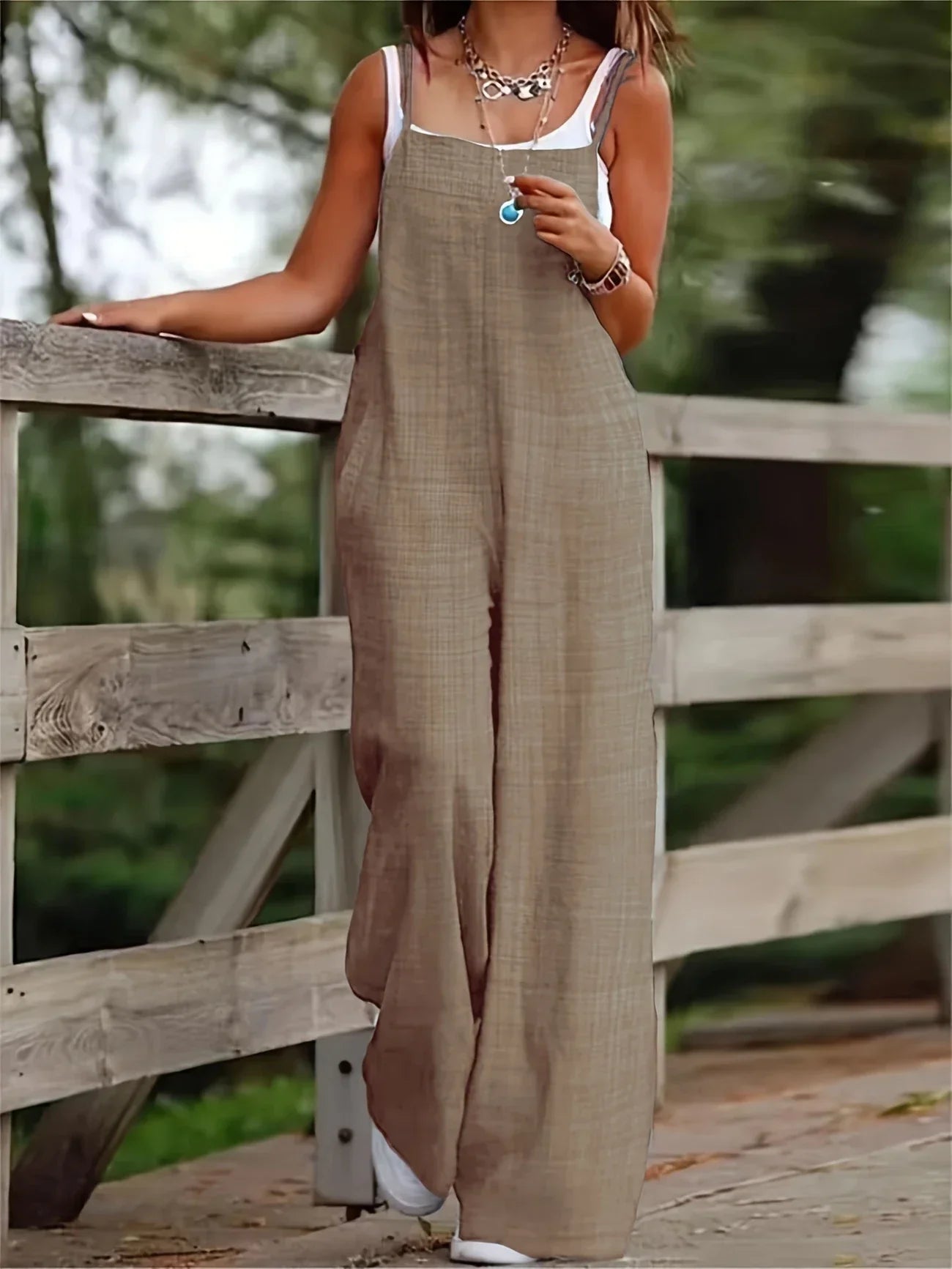 Casual Wide Leg Overalls With Pockets