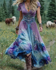 Elegant Maxi Dress With Floral Shades