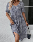 Floral print round neck elegant dress