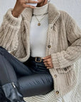 Double-Sided Velvet Button Cardigan