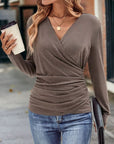 Deep V-Neck Long Sleeve T-Shirt for Women