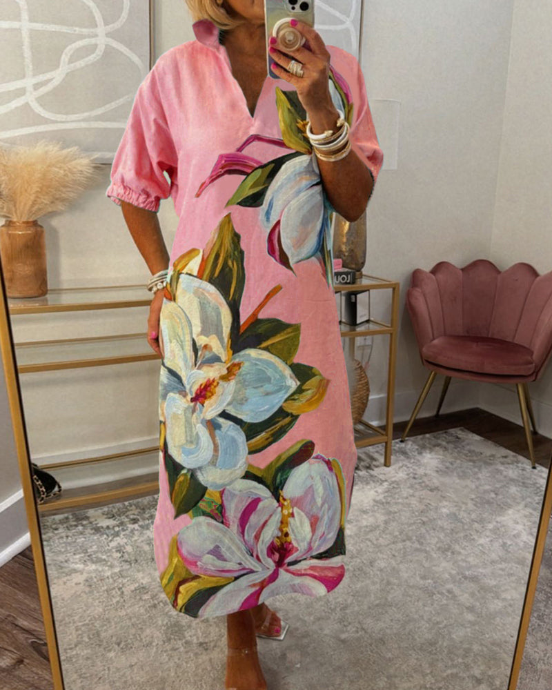 Floral print loose casual dress