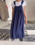 Casual Solid Color Suspender Dress