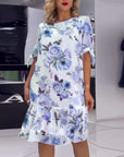 Floral print round neck elegant dress