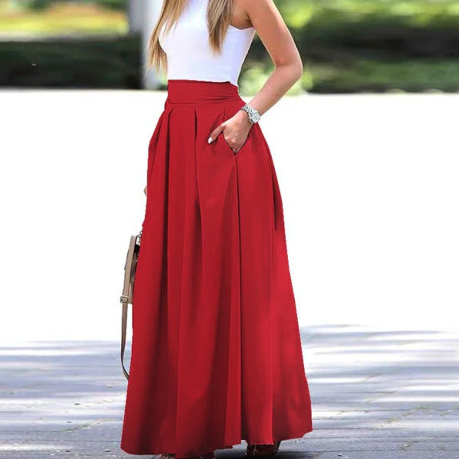 Women's Maxi Skirt with Pleats