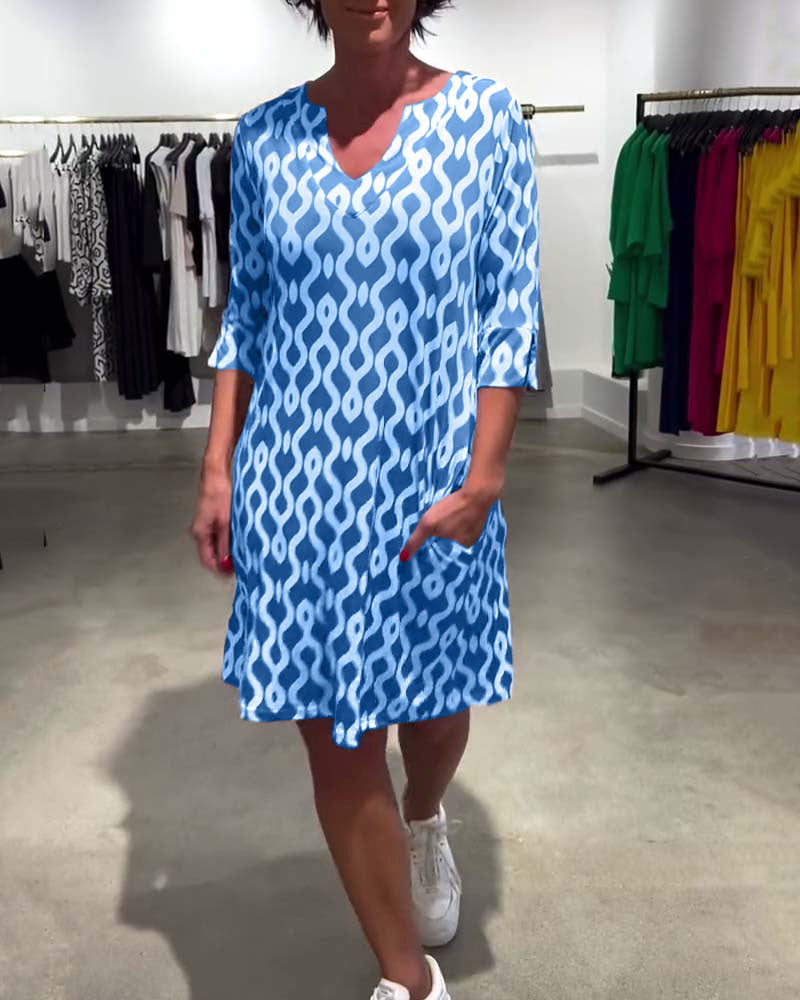 Abstract Print Flowy Midi Dress
