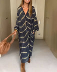 Flowy Boho Maxi Dress with Striped Pattern