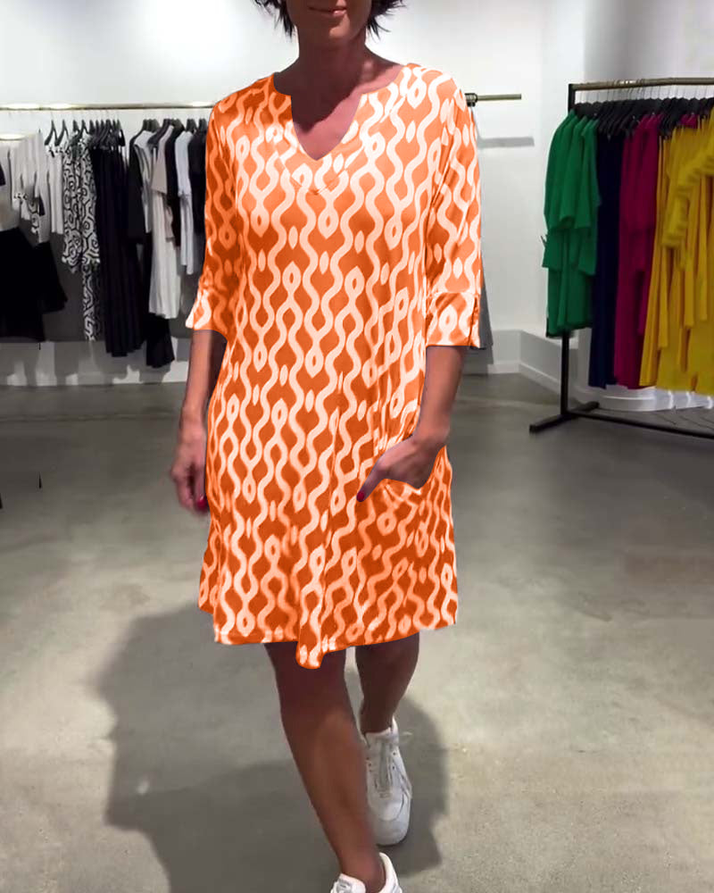 Abstract Print Flowy Midi Dress