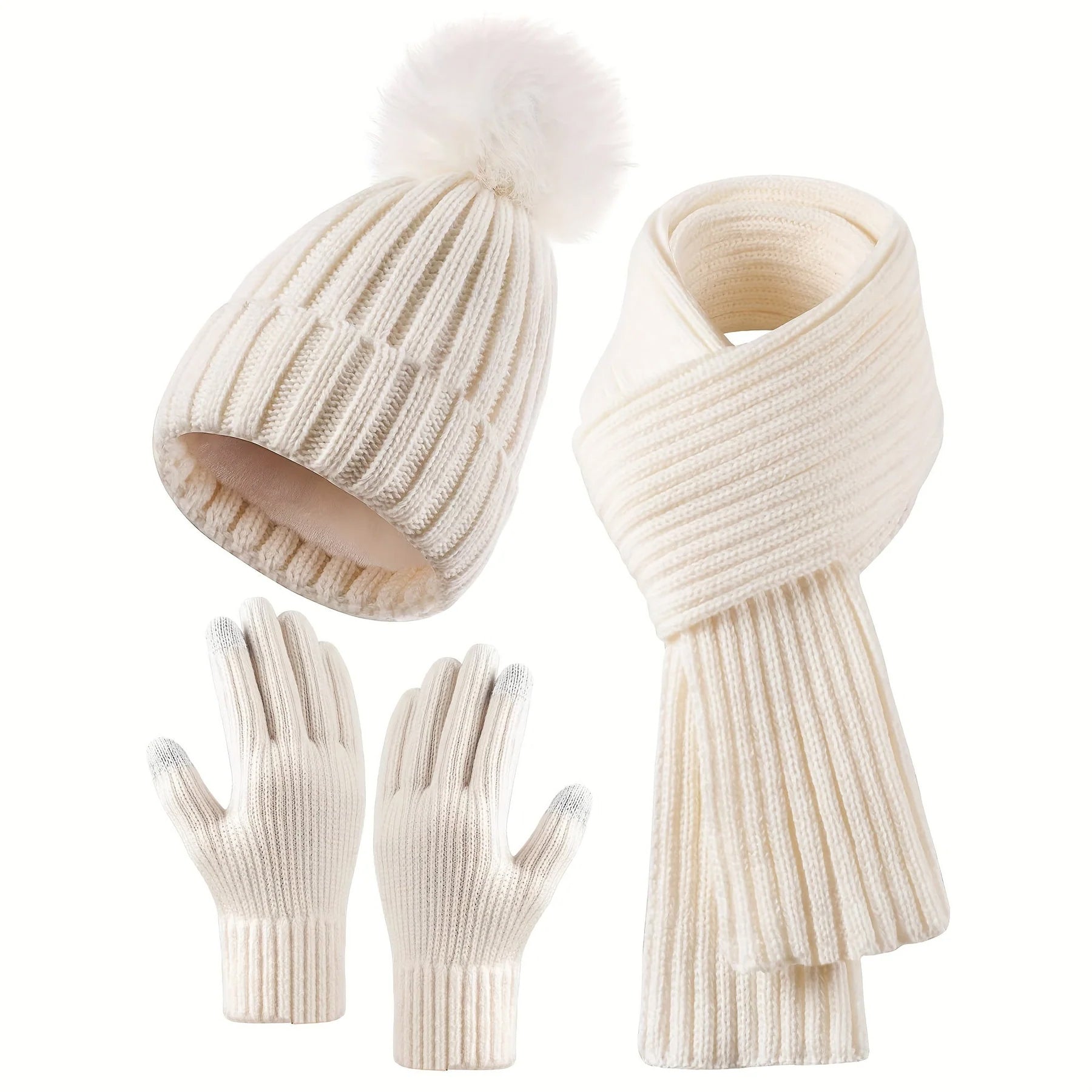 Women's Cozy Hat Scarf Gloves